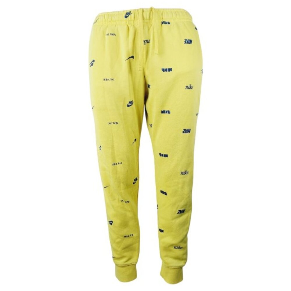 Nike Men's Yellow Mint Club Fleece Brushed All Over Print Jogger Pants Size M